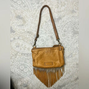 Vintage Lucky Brand Leather Fringe Purse Crossbody Bag